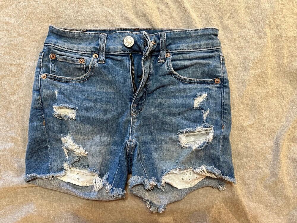 American Eagle Ripped Midi Shorts